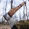 VIKING HOUSE Custom Handmade Carbon Steel Viking Axe,Valentine's Day Gift, Birthday Gift for him, Leather Wrapped Handle and Leather Sheath (KH-005) view 3