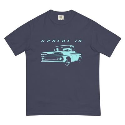 1960 Chevy Apache 10 Antique Pickup Truck Collector Custom Mens Garment-Dyed Heavyweight t-Shirt True Navy