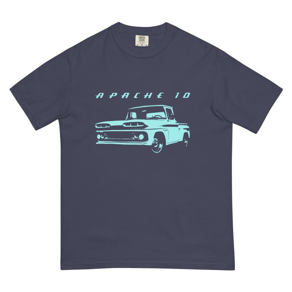 1960 Chevy Apache 10 Antique Pickup Truck Collector Custom Mens Garment-Dyed Heavyweight t-Shirt True Navy