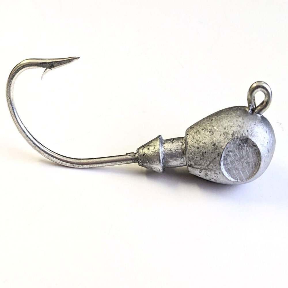 10 Raw Big Eye Jig Head Bass Cobia Cod Striper Lure Mustad Tinned Hook 2oz