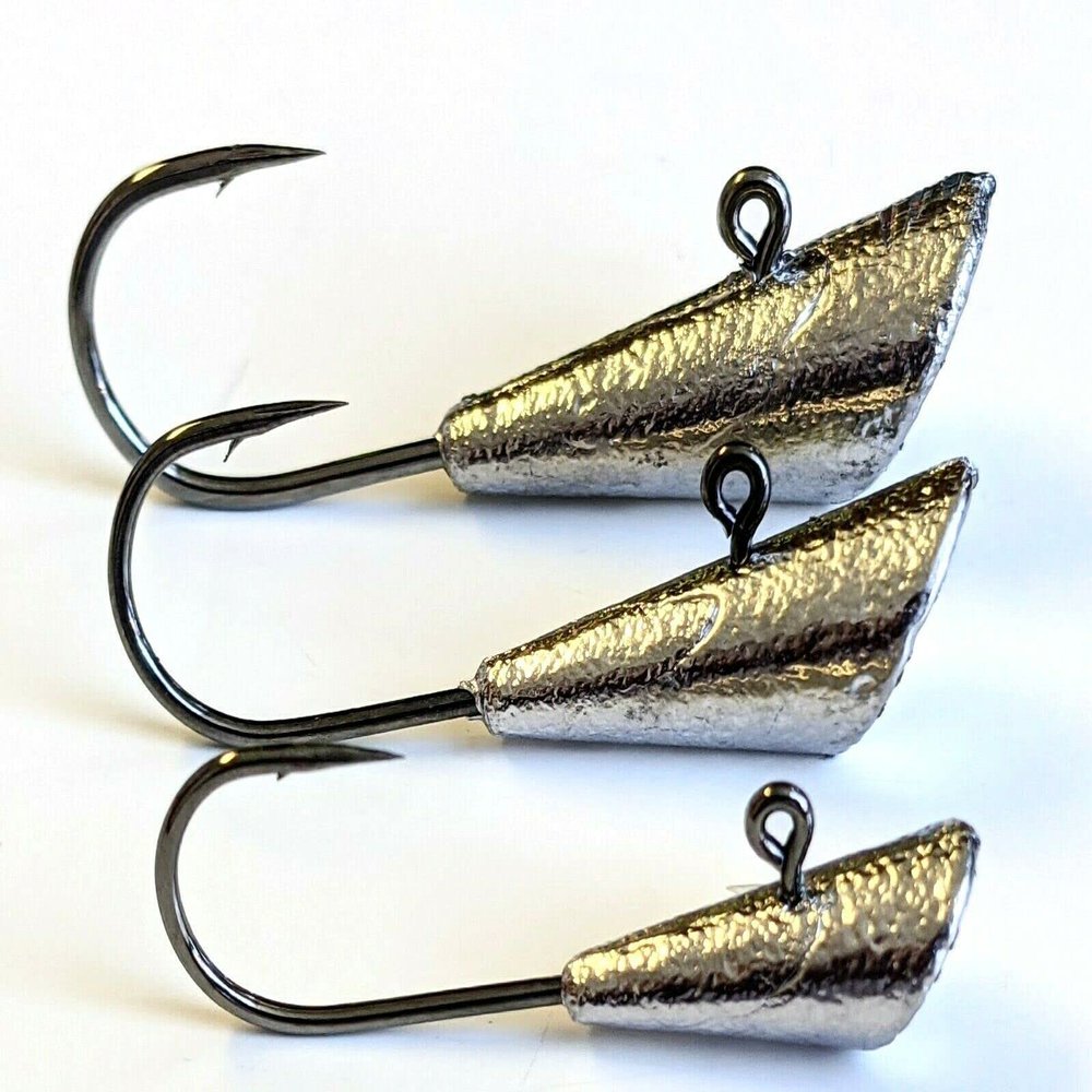 100 Unpainted Shad Dart Jig Head Crappie Pan Fish Ice Fishing Xtra Strong Hook 1/2oz