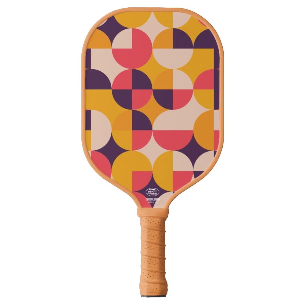 TigerTail Sports Groovy Design Colorful Design Pickleball Paddle, USA Pickleball Approved, Tan Trim