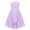 renvena One Shoulder Chiffon Flower Girl Dress Junior Kids Wedding Bridesmaid Gown Formal Party Dress Lavender 12 Years view 3