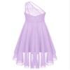 renvena One Shoulder Chiffon Flower Girl Dress Junior Kids Wedding Bridesmaid Gown Formal Party Dress Lavender 12 Years view 4