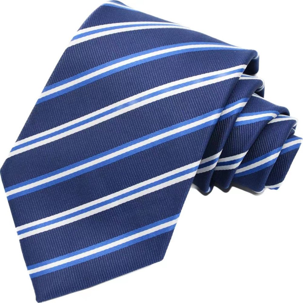 Geotae Zerun New Classic Men's Striped Silk Tie Necktie (Blue)