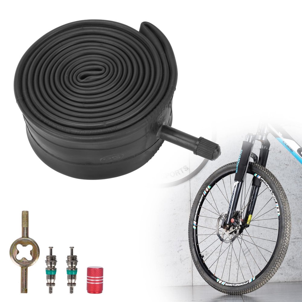 RUTU 26 Inch Bike Tubes,26x1.75/2.125 Inner Tube with 32mm Schrader Valve and Installation Accessorie - Compatible with 26x2.125 24x1.95 Bicycle Tube - Premium Heavy Butyl Inner Tubev-2 Pack