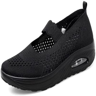 Ujicde Women's Orthopedic Air Cushioned Sole Breathable Sport Shoes, Women Platform Fashion Sandals, Women's Casual Mesh Shoes (Color : Black#1, Size : 41)