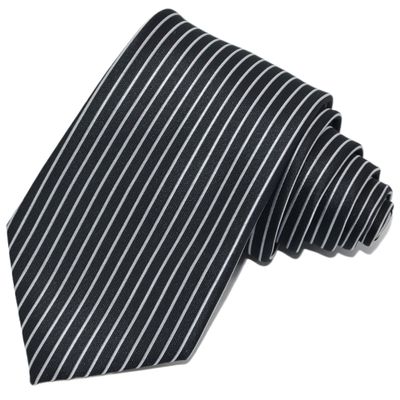 Geotae Zerun New Classic Men's Striped Silk Tie Necktie (Black Vertical)