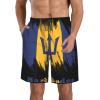Barbados Flag Barbadian Men's Beach Shorts Drawstring Quick Dry Running Athletic Shorts Comfortable Loose Gym Shorts Swimsuit Pants with Pockets Medium White view 2