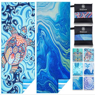 2 Pack Microfiber Lightweight Beach Towel Sand Free Quick Dry Absorbent Thin Compact Towels for Swimming Pool Camping Beach Accessories Large Easy Pack Travel Things for Vacation Essentials Gift