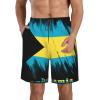 Bahamia Flag Bahamian Men's Beach Shorts Drawstring Quick Dry Running Athletic Shorts Comfortable Loose Gym Shorts Swimsuit Pants with Pockets Medium White view 3