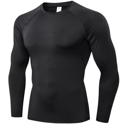 Black Compression Shirts Long Sleeve Men Cool Dry Athletic Workout Running T-Shirts Tops Sports Baselayer Undershirts