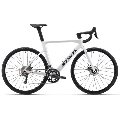 SAVADECK Carbon Disc Road Bike, Integrated Design Racing Bicycle Carbon Frame Carbon Fork with Shimano SORA R3000 Derailleur System 18 Speed Disc Brake Road Bike for Men or Women(White,54cm)