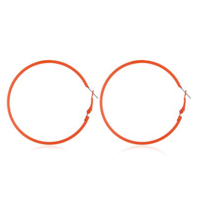 70s 80s Round Circle Earrings Fluorescence Hoop Earrings Colorful Retro Neon Big Round Earrings for Women Jewelry Gifts-orange