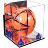 Better Display Cases Acrylic Soccer Ball Display Case with Mirror Case, Dark Blue Risers, Wall Mount and Mirror Base 9.75" X 9.75" X 9.75" (A027/B02) view 1