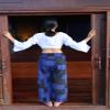 RaanPahMuang Thai Fisherman Pants Loose Yoga, Pirate, Harem, 100% Cotton, Unisex Mens Womens Kimono, X-Small-Small, Dark Navy Blue Black view 3