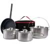 CretFine EssentialKit Camping Cookware Set Stainless Steel Pots and Pan with Detachable Handle and Oxford Cloth Bag for 4-8, Perfect for Openfire Camp Kitchen, Picnic, BBQ, Traveling, Emergency