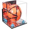 Better Display Cases Acrylic Soccer Ball Display Case with Mirror Case, Light Blue Risers, Wall Mount and Mirror Base 9.75" X 9.75" X 9.75" (A027/B02) view 1