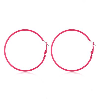 70s 80s Round Circle Earrings Fluorescence Hoop Earrings Colorful Retro Neon Big Round Earrings for Women Jewelry Gifts-rose
