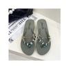 DYJAGYO Women's Rhinestone Chain Platform Wedge Flip Flop Sandals,Women's Rhinestone Flip Flops,Fashion Flip Flop Sandals for Parties and Weddings (Green,38) view 1