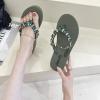 DYJAGYO Women's Rhinestone Chain Platform Wedge Flip Flop Sandals,Women's Rhinestone Flip Flops,Fashion Flip Flop Sandals for Parties and Weddings (Green,38) view 2