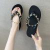 DYJAGYO Women's Rhinestone Chain Platform Wedge Flip Flop Sandals,Women's Rhinestone Flip Flops,Fashion Flip Flop Sandals for Parties and Weddings (Green,38) view 4