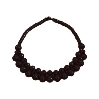 COLORFUL BLING Ethnic Large Chunky Wooden Beaded Necklaces Boho African Statement Necklace Handmade Tribal Collar Choker Bib Jewelry-joint black