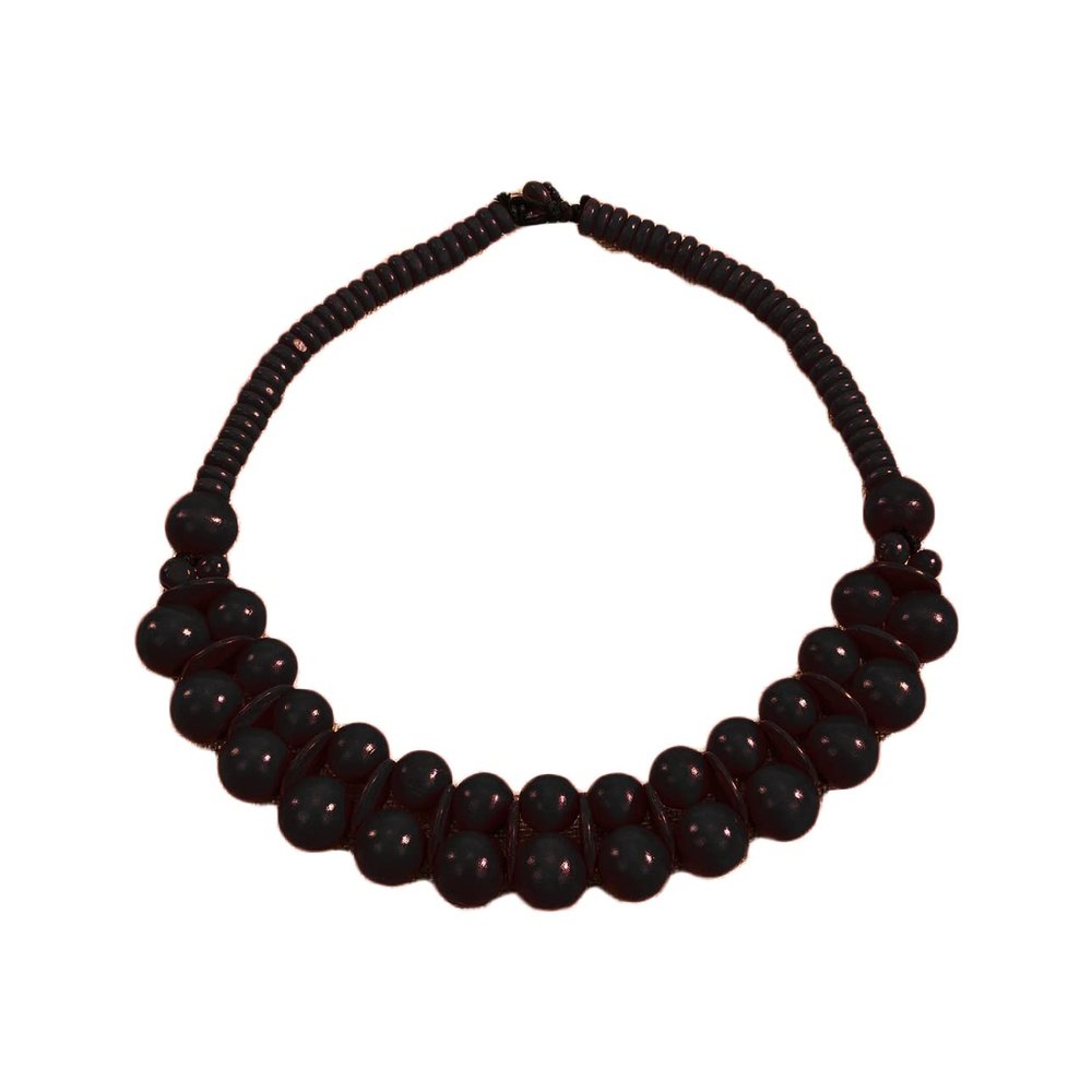 COLORFUL BLING Ethnic Large Chunky Wooden Beaded Necklaces Boho African Statement Necklace Handmade Tribal Collar Choker Bib Jewelry-joint black