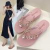 DYJAGYO Women's Rhinestone Chain Platform Wedge Flip Flop Sandals,Women's Rhinestone Flip Flops,Fashion Flip Flop Sandals for Parties and Weddings (Pink,39) view 3