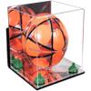 Better Display Cases Acrylic Display Case for Collectibles, Full Size Soccer Ball Display Case,Green Risers & Mirror Base,WM, Handcrafted Showcase Box.DIM;9.75" L x 9.75" W x 9.75" H. (A027/B02) view 1