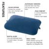 Exped Trailhead Pillow - Large Plush Memory Foam Travel & Camping Pillow, Navy view 3