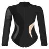 Freebily Womens Sheer Mesh Long Sleeve Bodysuit Sequined Mock Neck Tassel Leotards Dancewear Black A X-Large view 4
