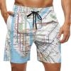 New York Subway Map Men's Swim Trunks Beach Shorts with Pockets Drawstring Casual Pant view 1