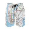 New York Subway Map Men's Swim Trunks Beach Shorts with Pockets Drawstring Casual Pant view 2