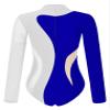 Freebily Womens Sheer Mesh Long Sleeve Bodysuit Sequined Mock Neck Tassel Leotards Dancewear White&Royal Blue A Small view 4