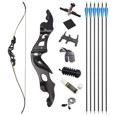 60 Inch Takedown Recurve Bow 20-55Lbs Competition Athletic Bow Aluminum Bow Riser Right Handed Longbow for Outdoor Hunting Fishing (20 Lbs, Bow Set)