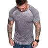 Maiyifu-GJ Men's Fashion Pleated Raglan Workout T Shirts Muscle Gym Athletic Short Sleeves Hipster Bodybuilding Tee Top (Light Gray 1,US SIZE XXL Asia 3XL) view 1