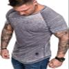 Maiyifu-GJ Men's Fashion Pleated Raglan Workout T Shirts Muscle Gym Athletic Short Sleeves Hipster Bodybuilding Tee Top (Light Gray 1,US SIZE XXL Asia 3XL) view 2