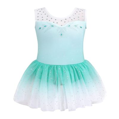 EQSJIU Green Ballet Leotards for Girls Tutu Dress Ballet Dance Outfit for Girls Stage Performance 6-7 Years