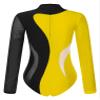 Freebily Womens Sheer Mesh Long Sleeve Bodysuit Sequined Mock Neck Tassel Leotards Dancewear Black&Yellow A Medium view 4
