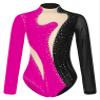 Freebily Womens Sheer Mesh Long Sleeve Bodysuit Sequined Mock Neck Tassel Leotards Dancewear Black&Rose A X-Large view 1