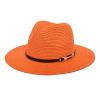 Women Fedoras Hat with Belt Buckle Wide Brim Sunscreen Straw Hat Outdoor Travel Sun Hats Bowler Hat Bucket Hats (Orange, One Size) view 1
