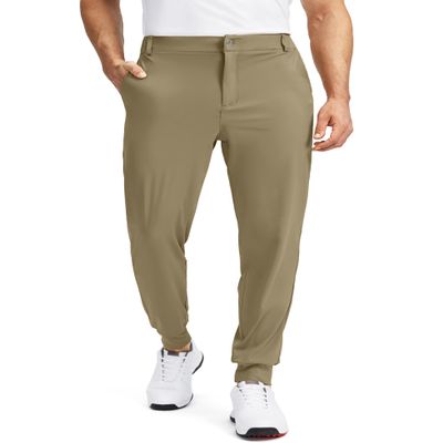 Soothfeel Men's Golf Joggers Pants with 5 Pockets Slim Fit Stretch Sweatpants Running Travel Dress Work Pants for Men(Khaki, XS