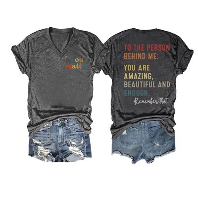 MOGUI You Matter Shirts for Women Person Behind Me to The Person Behind Me Tshirt You are Amazing Dear Person Behind Me Shirt Christian Funny Shirts Women Gift Positive Plus Size 4XL Charcoal