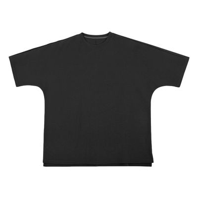 Men's Crew Neck Drop Shoulder Tee Top Loose Fit Athletic T-Shirts Solid Color Short Sleeves (Black,US Size XL Asia XXL)