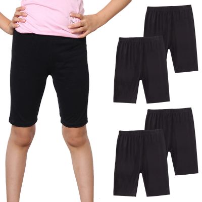Big Girls Bike Shorts Breathable 4 Pack Under Dresses Dance Cotton Short Leggings for Sports (5-6 Years)