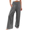 XUNRYAN Women's Cotton Linen Wide Leg Pants Summer Casual High Waisted Boho Palazzo Pants Baggy Lounge Trousers w Pockets view 1
