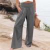 XUNRYAN Women's Cotton Linen Wide Leg Pants Summer Casual High Waisted Boho Palazzo Pants Baggy Lounge Trousers w Pockets view 2
