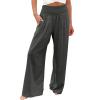 XUNRYAN Women's Cotton Linen Wide Leg Pants Summer Casual High Waisted Boho Palazzo Pants Baggy Lounge Trousers w Pockets view 1