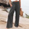 XUNRYAN Women's Cotton Linen Wide Leg Pants Summer Casual High Waisted Boho Palazzo Pants Baggy Lounge Trousers w Pockets view 2